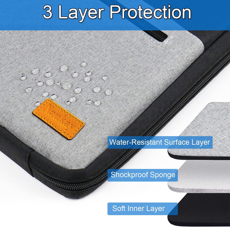 Naukay Laptop Sleeve, Slim Durable Notebook Computer Protection Case Business Briefcase Handle Bag Compatible with 14 15 15.4 inch MacBook Pro HP Dell Acer Asus Chromebook, Black/Grey - Image 3